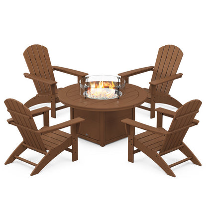 Nautical 5-Piece Adirondack Chair Conversation Set with Fire Pit Table