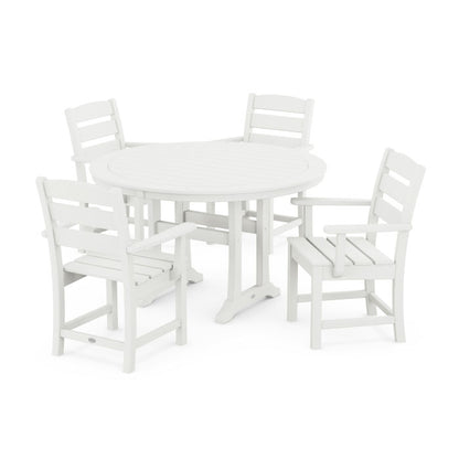 Lakeside 5-Piece Round Dining Set with Trestle Legs in Vintage Finish