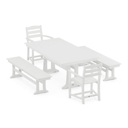 La Casa Cafe 5-Piece Farmhouse Dining Set With Trestle Legs