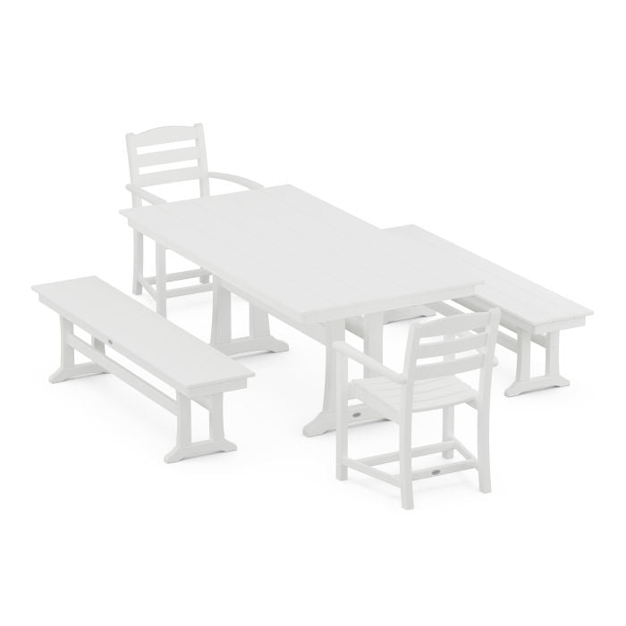 La Casa Cafe 5-Piece Farmhouse Dining Set With Trestle Legs