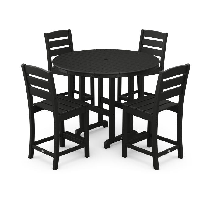 Lakeside 5-Piece Farmhouse Round Side Chair Counter Set