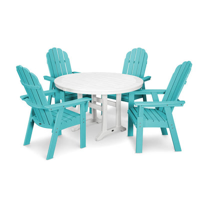 Vineyard Curveback Adirondack 5-Piece Nautical Trestle Dining Set