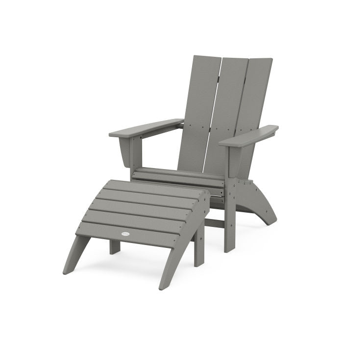 Modern Curveback Adirondack Chair 2-Piece Set with Ottoman