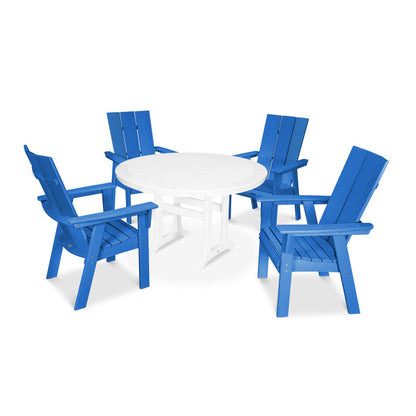 Modern Curveback Adirondack 5-Piece Nautical Trestle Dining Set