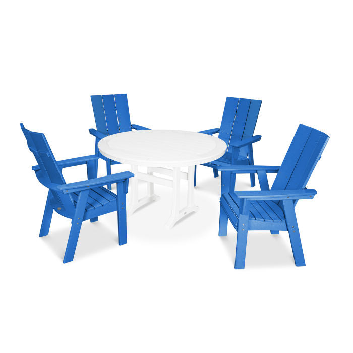 Modern Curveback Adirondack 5-Piece Nautical Trestle Dining Set