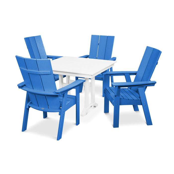 Modern Curveback Adirondack 5-Piece Farmhouse Trestle Dining Set