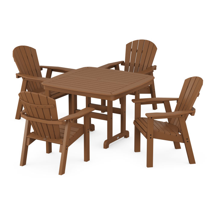 Seashell 5-Piece Dining Set with Trestle Legs