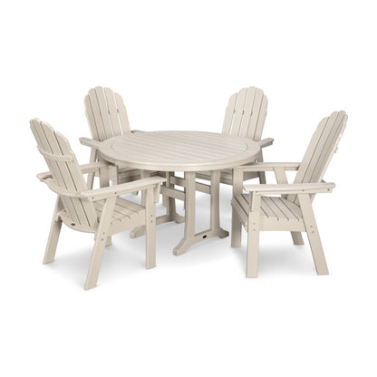 Vineyard Curveback Adirondack 5-Piece Nautical Trestle Dining Set