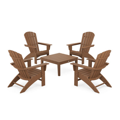 5-Piece Nautical Curveback Adirondack Chair Conversation Set with 36" Conversation Table
