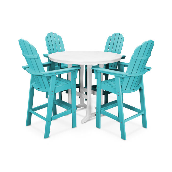 Vineyard Curveback Adirondack 5-Piece Nautical Trestle Bar Set