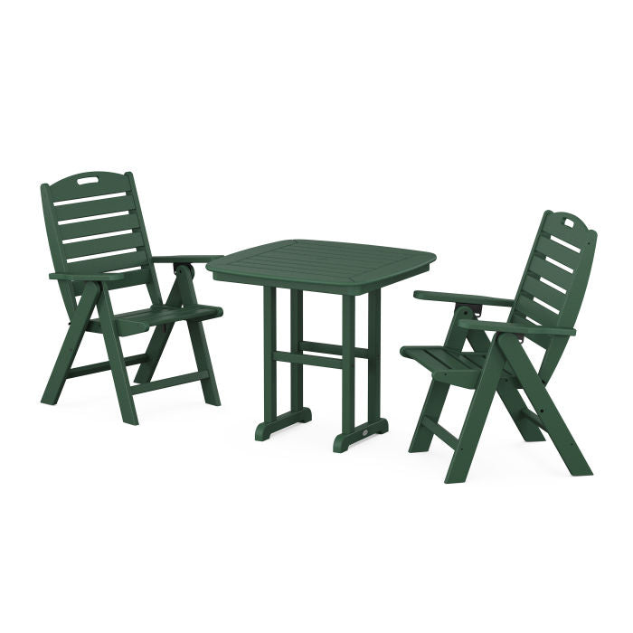Nautical Folding Highback Chair 3-Piece Dining Set