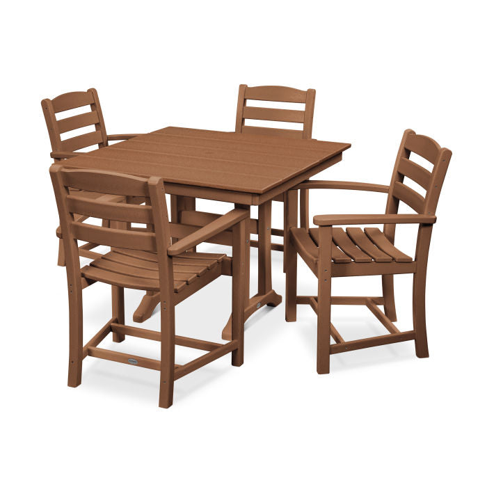 La Casa Café 5-Piece Farmhouse Trestle Arm Chair Dining Set