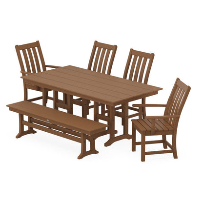 Vineyard 6-Piece Farmhouse Dining Set with Bench