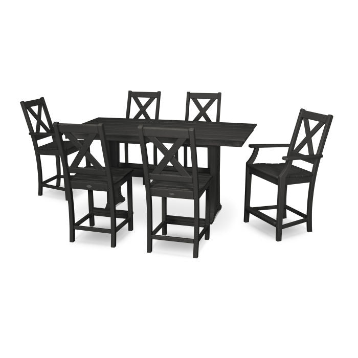 Braxton 7-Piece Farmhouse Trestle Counter Set