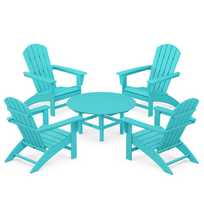 Nautical 5-Piece Adirondack Chair Conversation Set