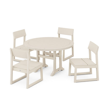 EDGE Side Chair 5-Piece Round Dining Set With Trestle Legs
