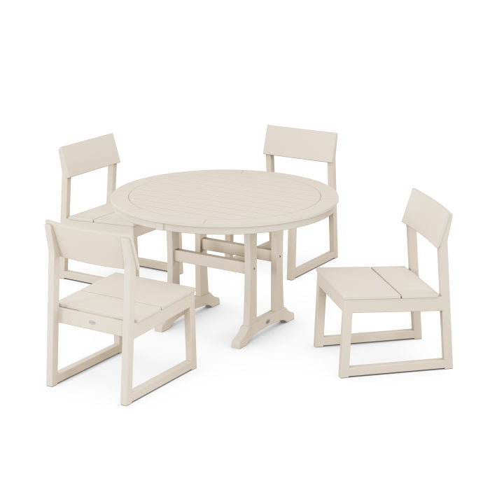 EDGE Side Chair 5-Piece Round Dining Set With Trestle Legs
