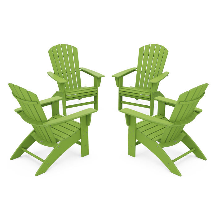 4-Piece Nautical Curveback Adirondack Chair Conversation Set