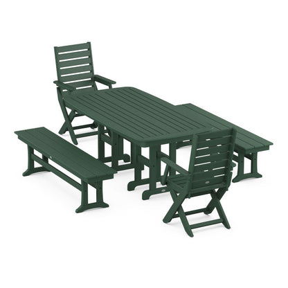 Captain 5-Piece Dining Set with Benches