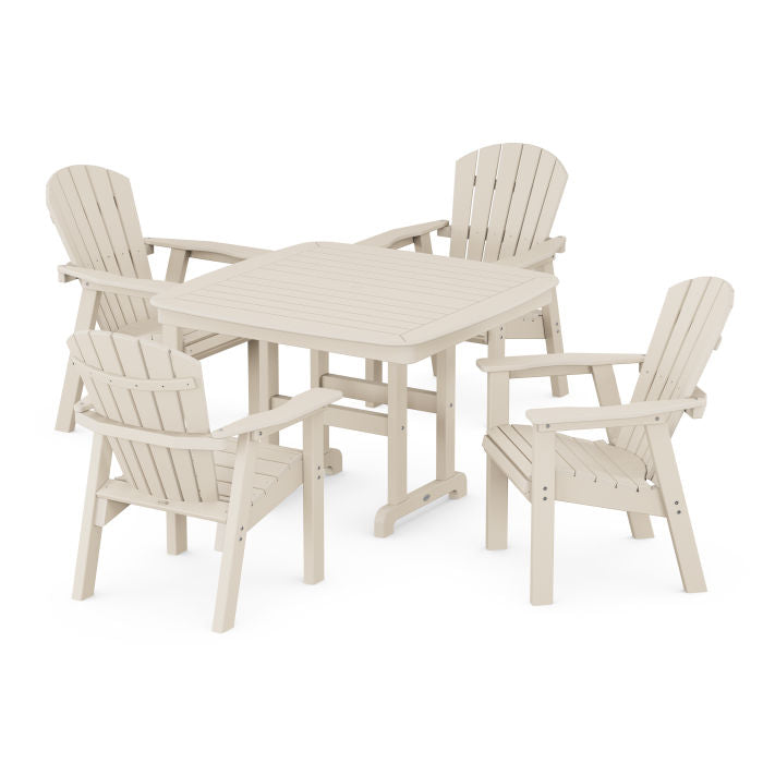 Seashell 5-Piece Dining Set with Trestle Legs