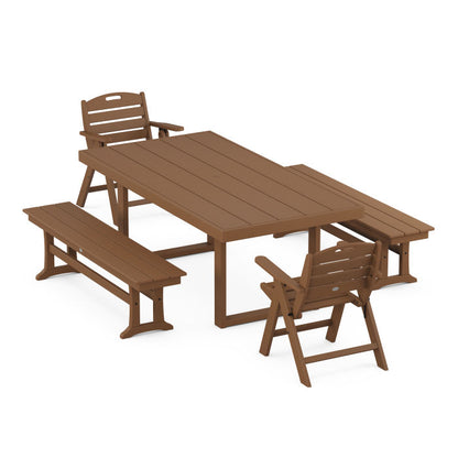 Nautical Lowback 5-Piece Dining Set with Benches