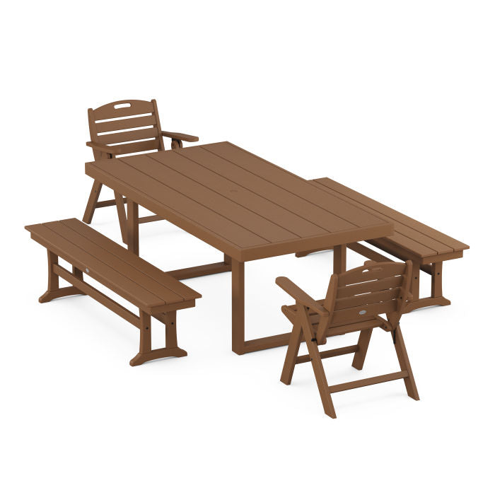 Nautical Lowback 5-Piece Dining Set with Benches