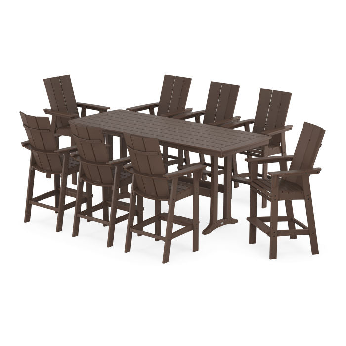 Modern Curveback Adirondack 9-Piece Bar Set with Trestle Legs