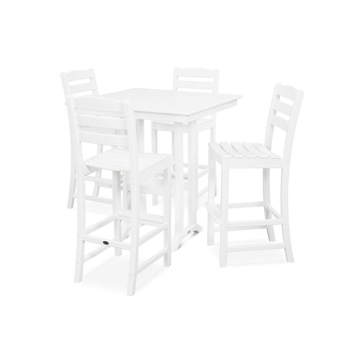 La Casa Café 5-Piece Farmhouse Trestle Bar Set