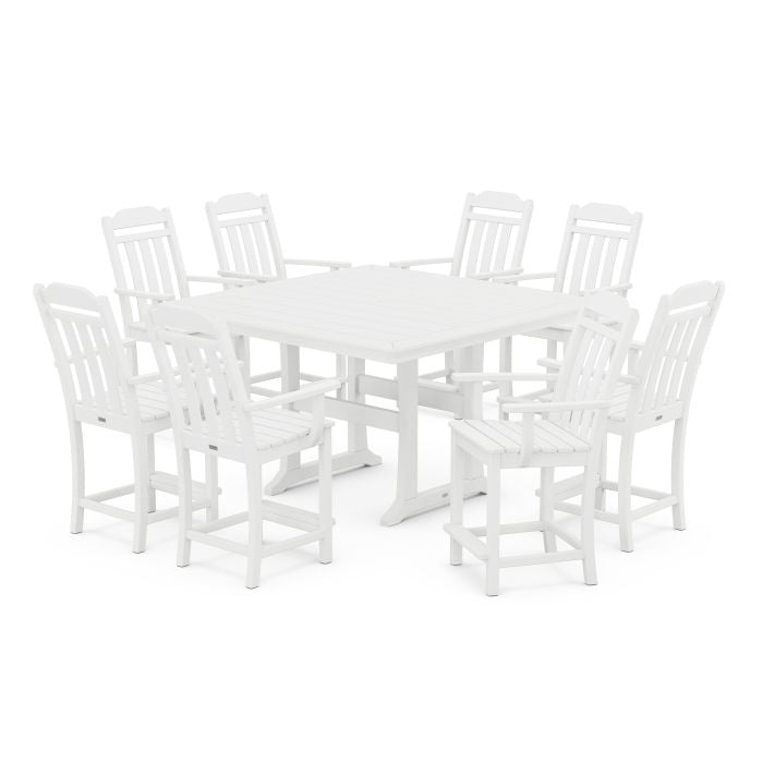 Country Living 9-Piece Square Counter Set with Trestle Legs