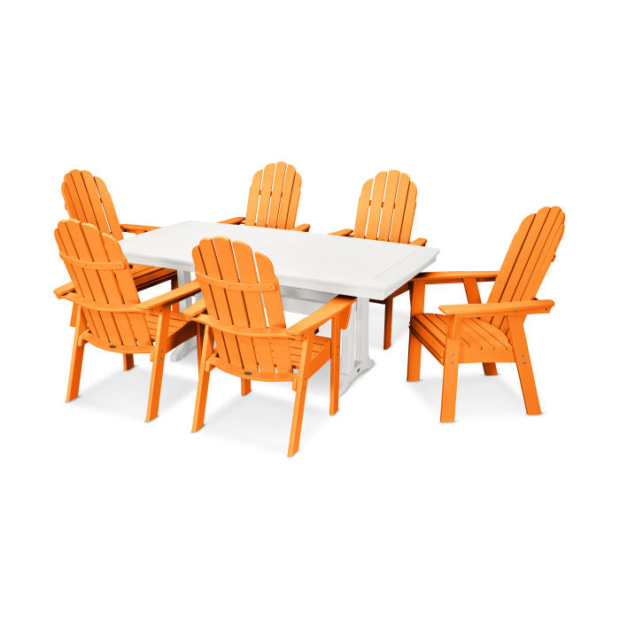 Vineyard Curveback Adirondack 7-Piece Nautical Trestle Dining Set