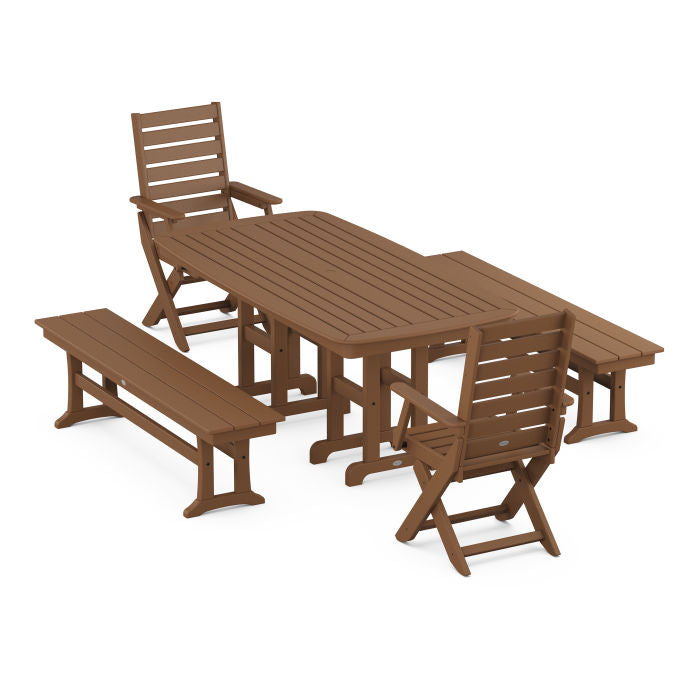 Captain 5-Piece Dining Set with Benches