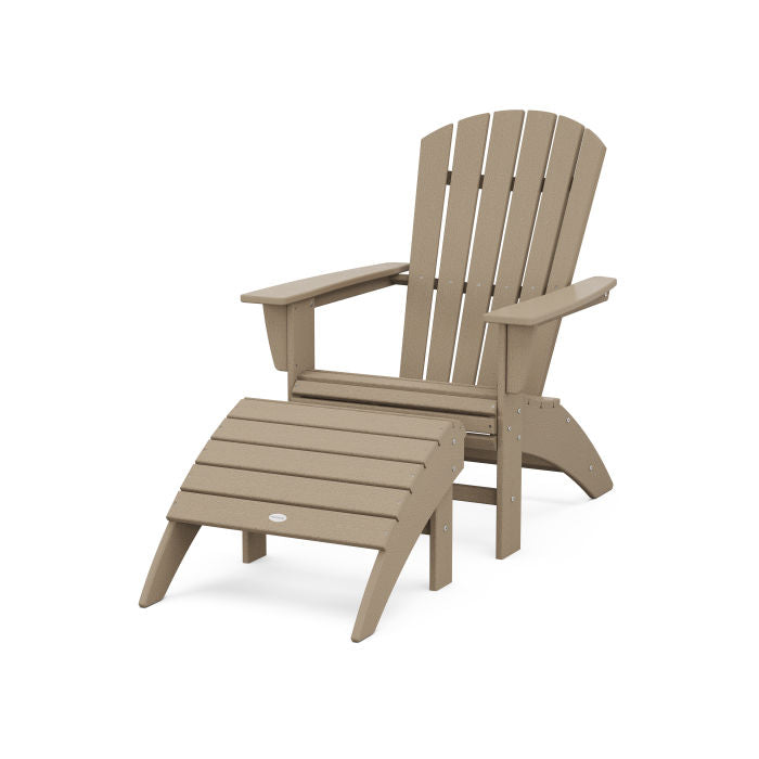 Nautical Curveback Adirondack Chair 2-Piece Set with Ottoman in Vintage Finish