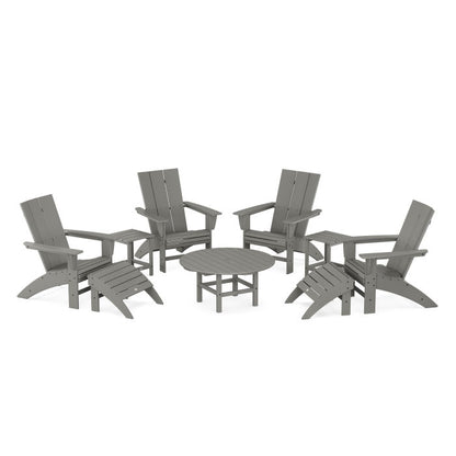 Modern Curveback Adirondack Chair 9-Piece Conversation Set