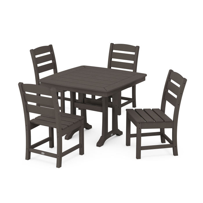 Lakeside Side Chair 5-Piece Dining Set with Trestle Legs in Vintage Finish