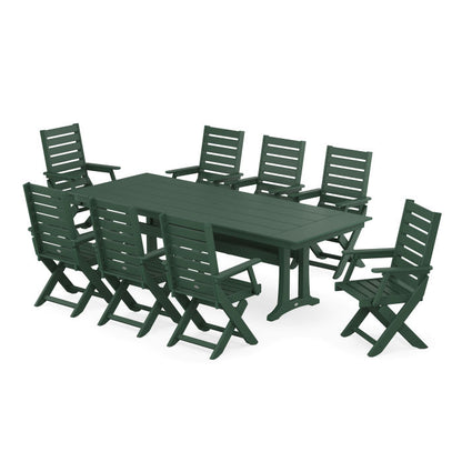 Captain 9-Piece Farmhouse Dining Set with Trestle Legs