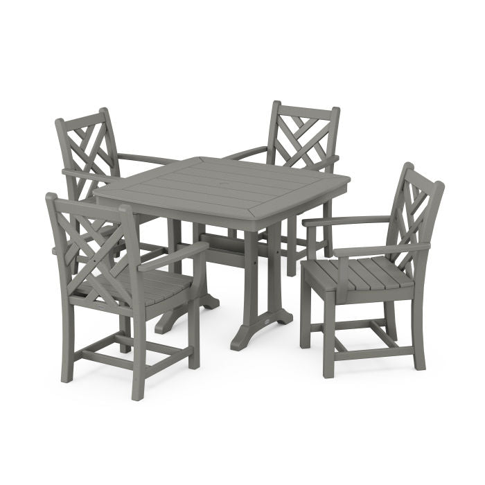 Chippendale 5-Piece Dining Set with Trestle Legs