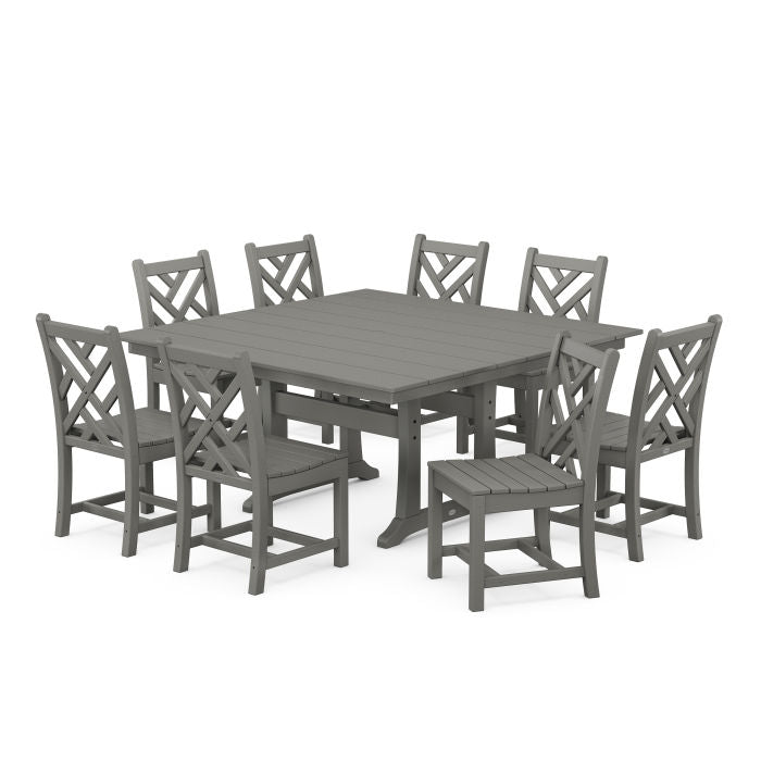 Chippendale 9-Piece Farmhouse Trestle Dining Set