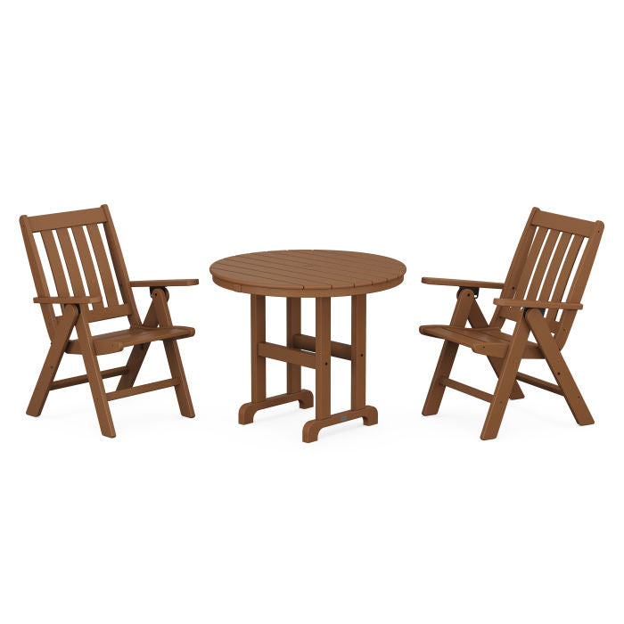 Vineyard Folding Chair 3-Piece Round Dining Set