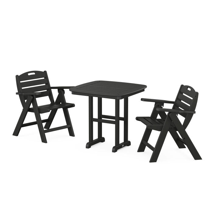 Nautical Folding Lowback Chair 3-Piece Dining Set