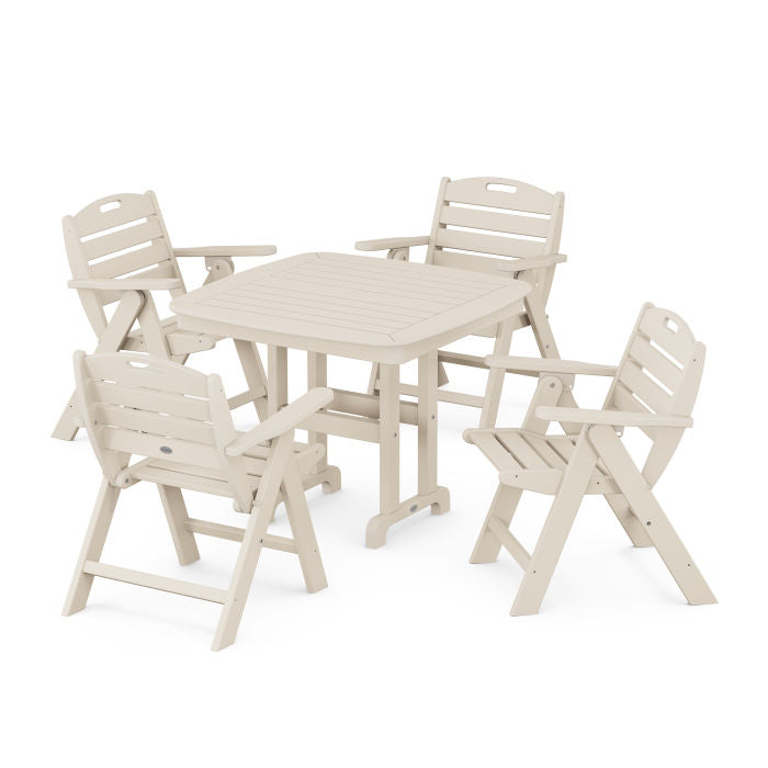 Nautical Folding Lowback Chair 5-Piece Dining Set