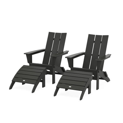 Modern Folding Adirondack Chair 4-Piece Set with Ottomans