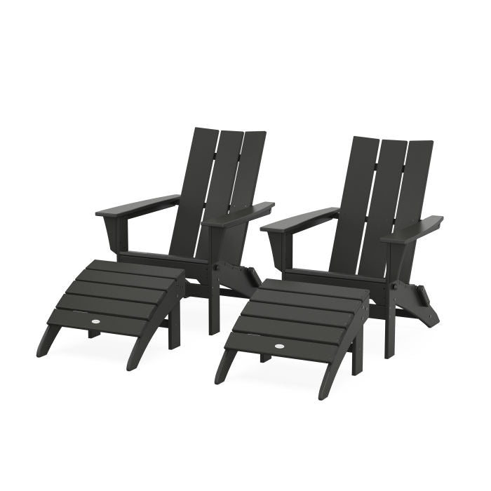 Modern Folding Adirondack Chair 4-Piece Set with Ottomans
