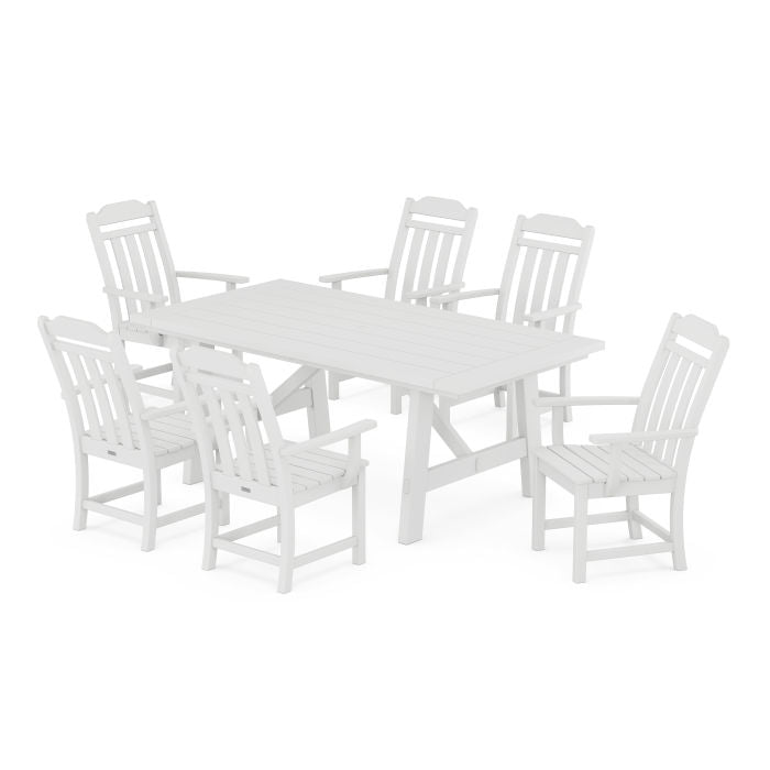 Country Living Arm Chair 7-Piece Rustic Farmhouse Dining Set