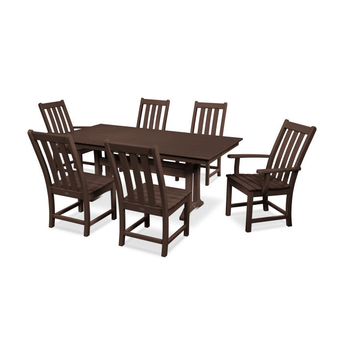 Vineyard 7-Piece Farmhouse Dining Set with Trestle Legs
