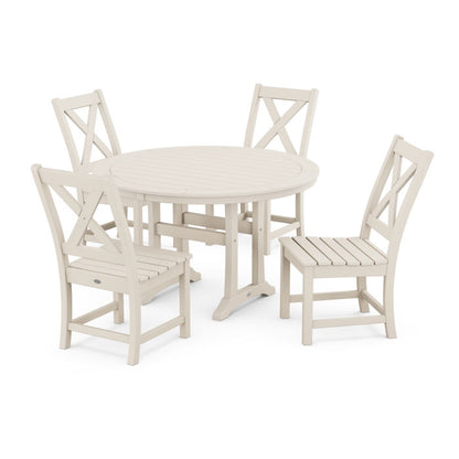 Braxton Side Chair 5-Piece Round Dining Set With Trestle Legs