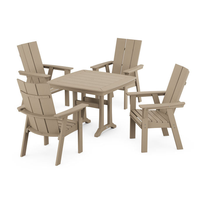 Modern Adirondack 5-Piece Dining Set with Trestle Legs in Vintage Finish