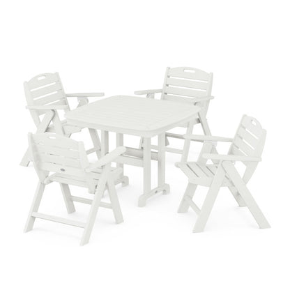 Nautical Folding Lowback Chair 5-Piece Dining Set in Vintage Finish