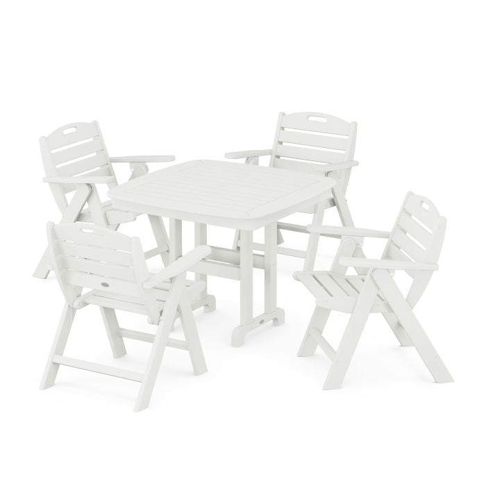 Nautical Folding Lowback Chair 5-Piece Dining Set in Vintage Finish