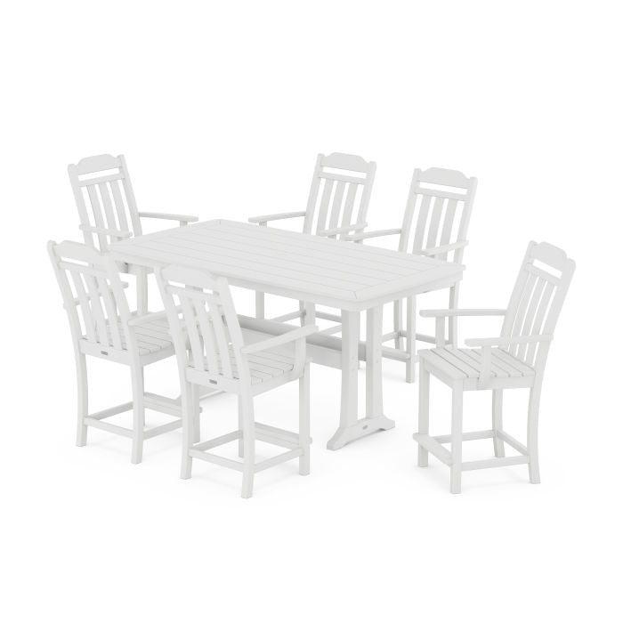 Country Living Arm Chair 7-Piece Counter Set with Trestle Legs