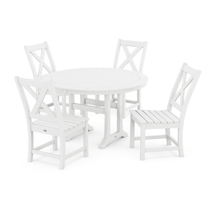 Braxton Side Chair 5-Piece Round Dining Set With Trestle Legs